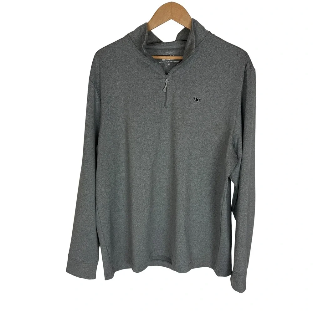 Vineyard Vines Performance Mens XL Gray Heathered Quarter Zip Pullover Sweater